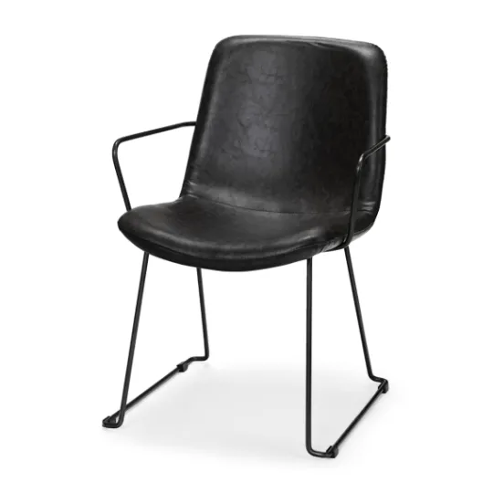 Kirkland's Home Modern Leather Wire Frame Dining Chair- Dining Chairs
