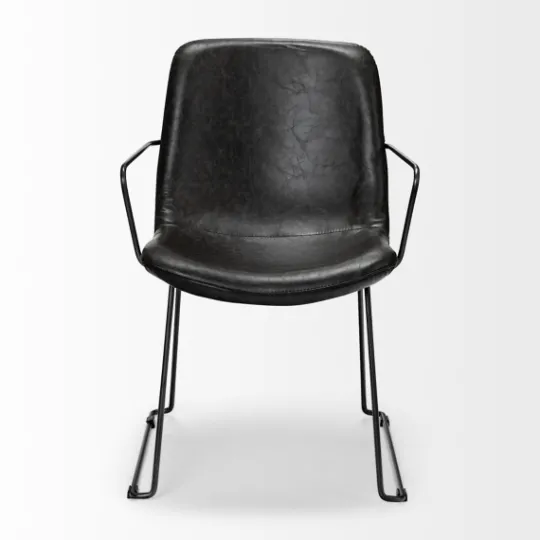 Kirkland's Home Modern Leather Wire Frame Dining Chair- Dining Chairs