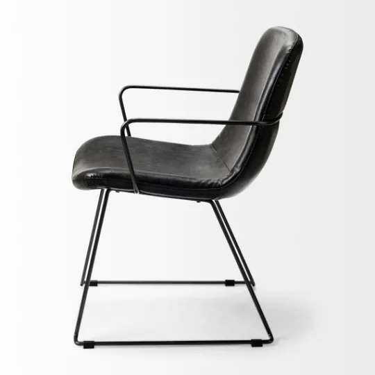 Kirkland's Home Modern Leather Wire Frame Dining Chair- Dining Chairs
