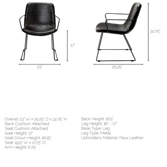 Kirkland's Home Modern Leather Wire Frame Dining Chair- Dining Chairs