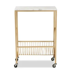 Kirkland's Home Modern Marble Deco Bar Cart- Kitchen Islands & Bar Carts