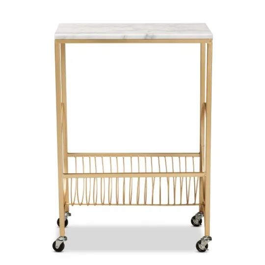 Kirkland's Home Modern Marble Deco Bar Cart- Kitchen Islands & Bar Carts