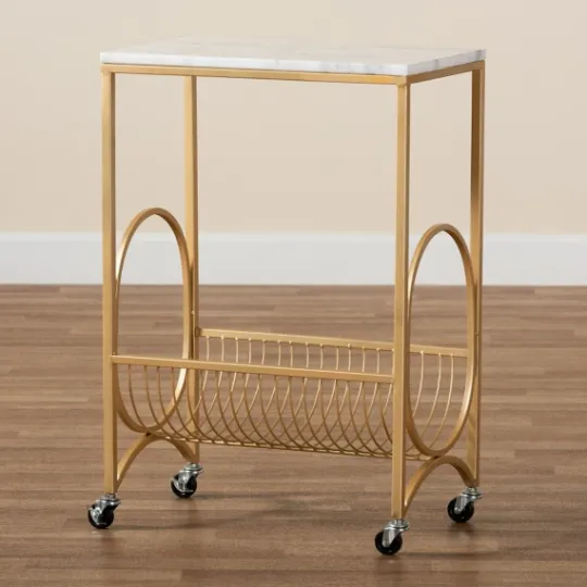 Kirkland's Home Modern Marble Deco Bar Cart- Kitchen Islands & Bar Carts