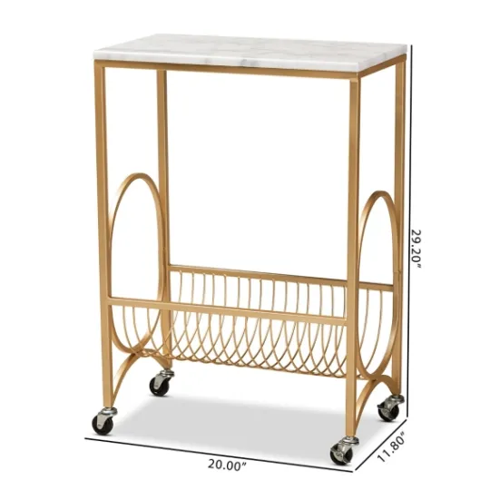 Kirkland's Home Modern Marble Deco Bar Cart- Kitchen Islands & Bar Carts