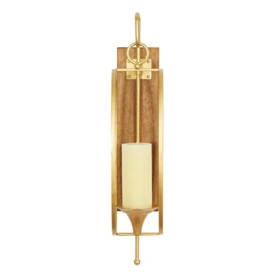 Kirkland's Home Modern Warm Wood And Gold Sconce- Sconces