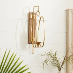 Kirkland's Home Modern Warm Wood And Gold Sconce- Sconces