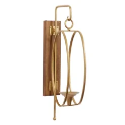 Kirkland's Home Modern Warm Wood And Gold Sconce- Sconces