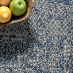 Kirkland's Home Molly Blue Mottled Abstract Outdoor Rug, 8X10- Outdoor Rugs