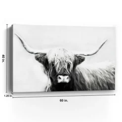 Kirkland's Home Monochrome Longhorn Canvas Art Print, 60X40 In.- Canvas Art