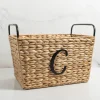 Kirkland's Home Monogram C Woven Rat Metal Handle Basket- Baskets & Boxes