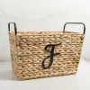 Kirkland's Home Monogram F Woven Rat Metal Handle Basket- Baskets & Boxes