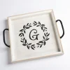 Kirkland's Home Monogram G Wood Tray With Handles- Decorative Trays