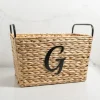 Kirkland's Home Monogram G Woven Rat Metal Handle Basket- Baskets & Boxes