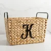 Kirkland's Home Monogram K Woven Rat Metal Handle Basket- Baskets & Boxes