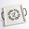 Kirkland's Home Monogram L Wood Tray With Handles- Decorative Trays