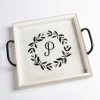 Kirkland's Home Monogram P Wood Tray With Handles- Decorative Trays
