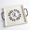 Kirkland's Home Monogram R Wood Tray With Handles- Decorative Trays