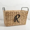 Kirkland's Home Monogram R Woven Rat Metal Handle Basket- Baskets & Boxes