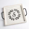 Kirkland's Home Monogram S Wood Tray With Handles- Decorative Trays