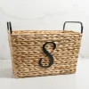 Kirkland's Home Monogram S Woven Rat Metal Handle Basket- Baskets & Boxes