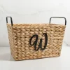 Kirkland's Home Monogram W Woven Rat Metal Handle Basket- Baskets & Boxes