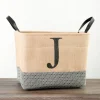 Kirkland's Home Monogrammed J Black Diamond Jute Storage Bin- Baskets & Boxes