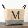 Kirkland's Home Monogrammed M Black Diamond Jute Storage Bin- Baskets & Boxes