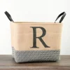 Kirkland's Home Monogrammed R Black Diamond Jute Storage Bin- Baskets & Boxes