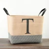 Kirkland's Home Monogrammed T Black Diamond Jute Storage Bin- Baskets & Boxes