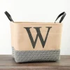 Kirkland's Home Monogrammed W Black Diamond Jute Storage Bin- Baskets & Boxes