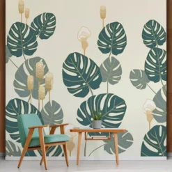 Kirkland's Home Monstera On Early Dawn Peel And Stick Wall Mural- Wall Murals & Wall Decals