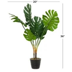 Kirkland's Home Monstera Plant In Ribbed Rock Planter- Trees & Topiaries