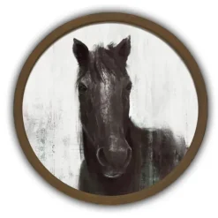 Kirkland's Home Moody Horse Round Brown Framed Art Print- Framed Art