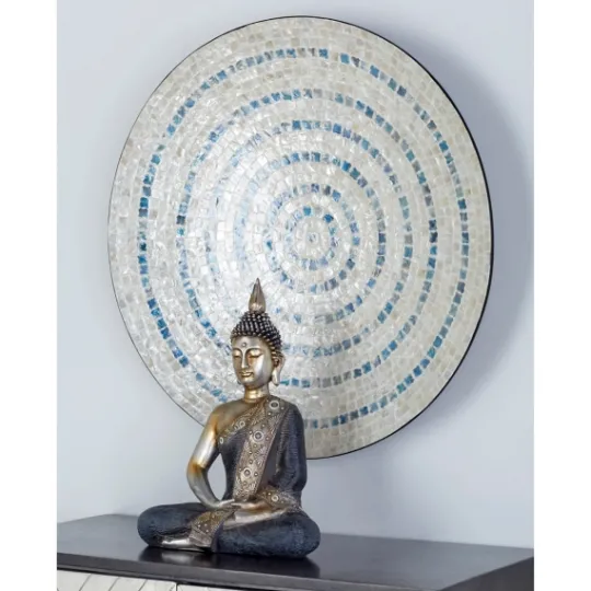 Kirkland's Home Mother Of Pearl Coastal Gong Wall Decoration- Wall Plaques