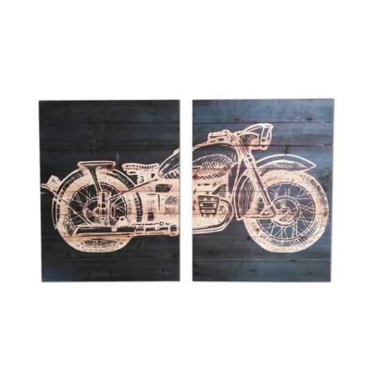 Kirkland's Home Motorcycle Wood Wall Plaques, Set Of 2- Wall Plaques