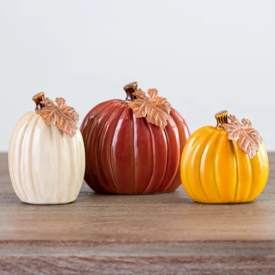 Kirkland's Home Multicolor Ceramic Pumpkins, Set Of 3- Decorative Accents
