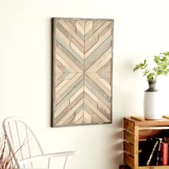 Kirkland's Home Multicolor Criss Cross Chevron Wood Wall Plaque- Wall Plaques
