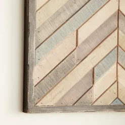 Kirkland's Home Multicolor Criss Cross Chevron Wood Wall Plaque- Wall Plaques
