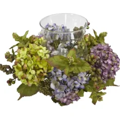 Kirkland's Home Multicolor Hydrangea And Berry Candle Centerpiece- Arrangements & Greenery