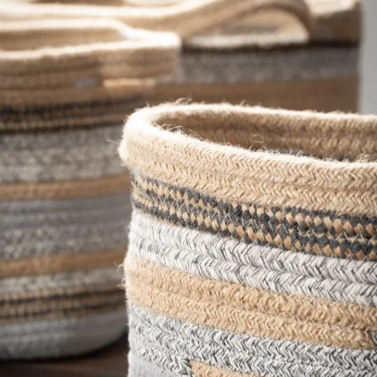 Kirkland's Home Multicolor Jute And Polyester Baskets, Set Of 3- Baskets & Boxes