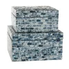 Kirkland's Home Multicolor Mother Of Pearl Coastal Boxes, Set Of 2- Baskets & Boxes