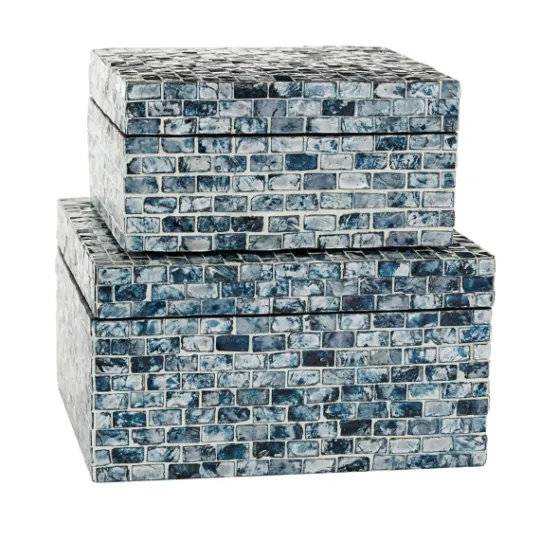 Kirkland's Home Multicolor Mother Of Pearl Coastal Boxes, Set Of 2- Baskets & Boxes