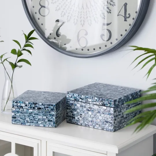 Kirkland's Home Multicolor Mother Of Pearl Coastal Boxes, Set Of 2- Baskets & Boxes