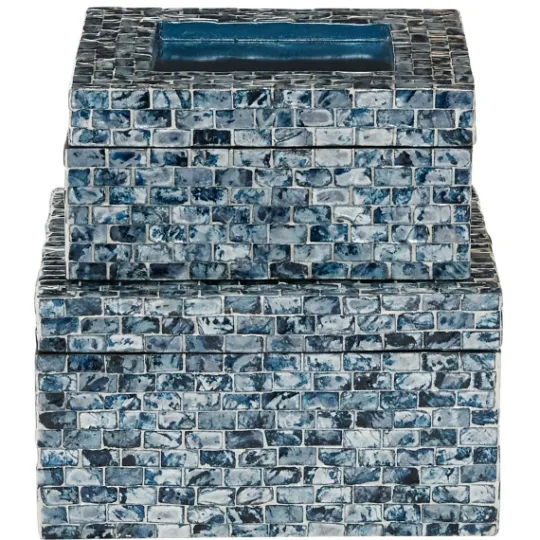 Kirkland's Home Multicolor Mother Of Pearl Coastal Boxes, Set Of 2- Baskets & Boxes