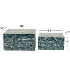 Kirkland's Home Multicolor Mother Of Pearl Coastal Boxes, Set Of 2- Baskets & Boxes
