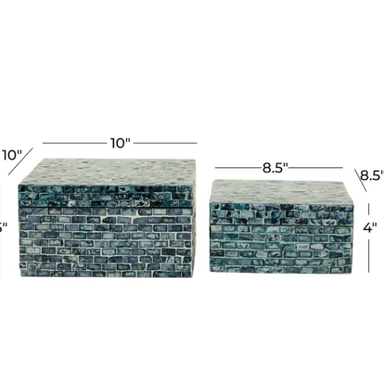 Kirkland's Home Multicolor Mother Of Pearl Coastal Boxes, Set Of 2- Baskets & Boxes