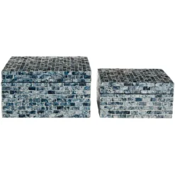 Kirkland's Home Multicolor Mother Of Pearl Coastal Boxes, Set Of 2- Baskets & Boxes
