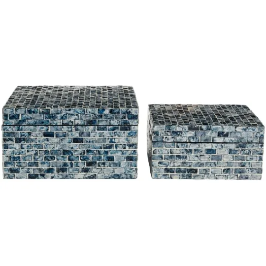 Kirkland's Home Multicolor Mother Of Pearl Coastal Boxes, Set Of 2- Baskets & Boxes