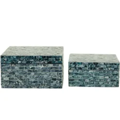 Kirkland's Home Multicolor Mother Of Pearl Coastal Boxes, Set Of 2- Baskets & Boxes