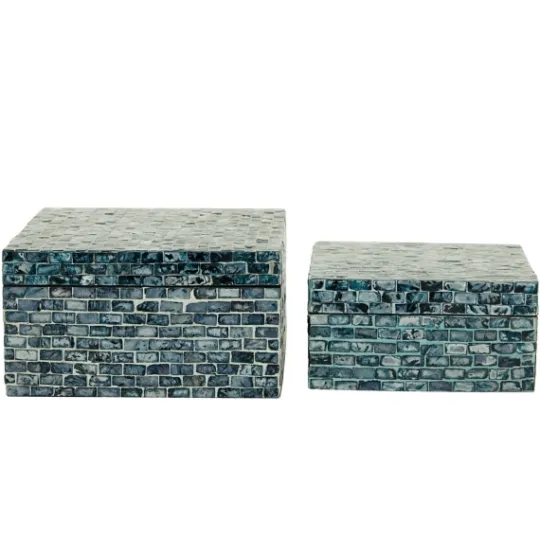 Kirkland's Home Multicolor Mother Of Pearl Coastal Boxes, Set Of 2- Baskets & Boxes